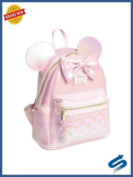 Faux Leather Iridescent Minnie Mouse Mini Backpack Adjustable Straps main image 6